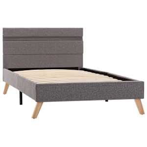 vidaXL Lovos rėmas su LED, &scaron;viesiai pilkos spalvos, 90x200cm, audinys