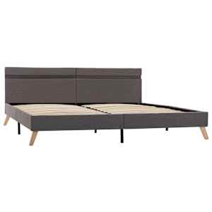 vidaXL Lovos rėmas su LED, &scaron;viesiai pilkos spalvos, 180x200cm, audinys