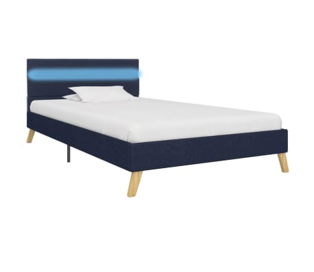 vidaXL Bedframe met LED stof blauw 90x200 cm