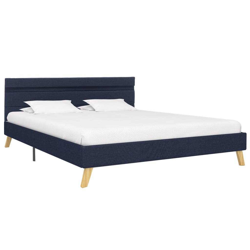 vidaXL Рамка за легло с LED, синя, текстил, 140x200 см