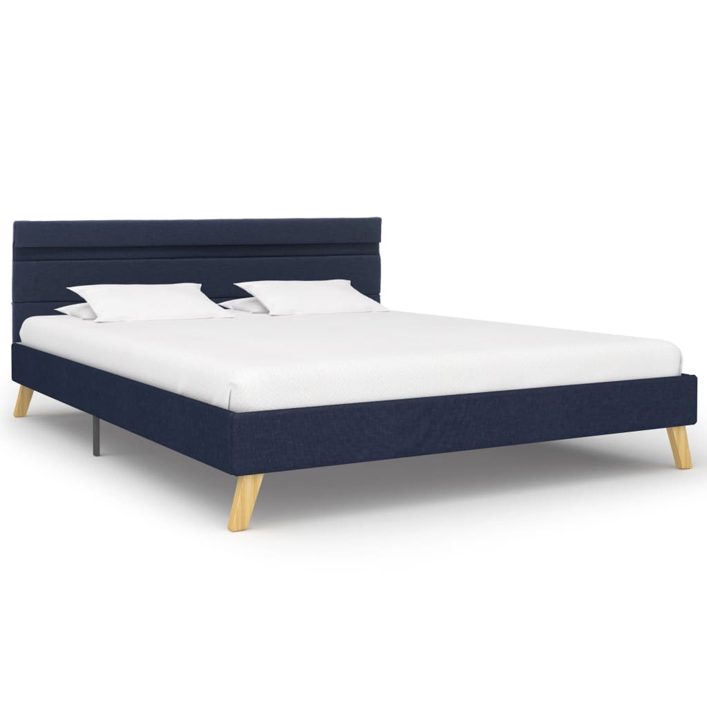 vidaXL Cadre de lit avec LED Bleu Tissu 160 x 200 cm