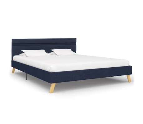 vidaXL Рамка за легло с LED, синя, текстил, 160x200 см