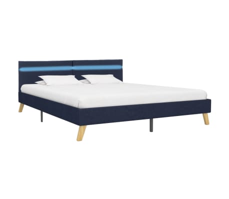 vidaXL Рамка за легло с LED, синя, текстил, 180x200 см