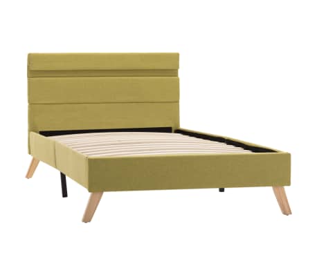 vidaXL Lovos rėmas su LED, žalios spalvos, 90x200 cm, audinys