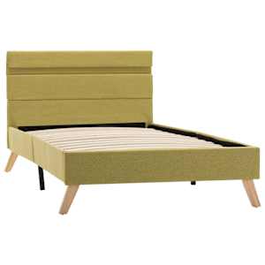 vidaXL Lovos rėmas su LED, žalios spalvos, 90x200 cm, audinys