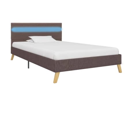 vidaXL Bedframe met LED stof taupe 100x200 cm