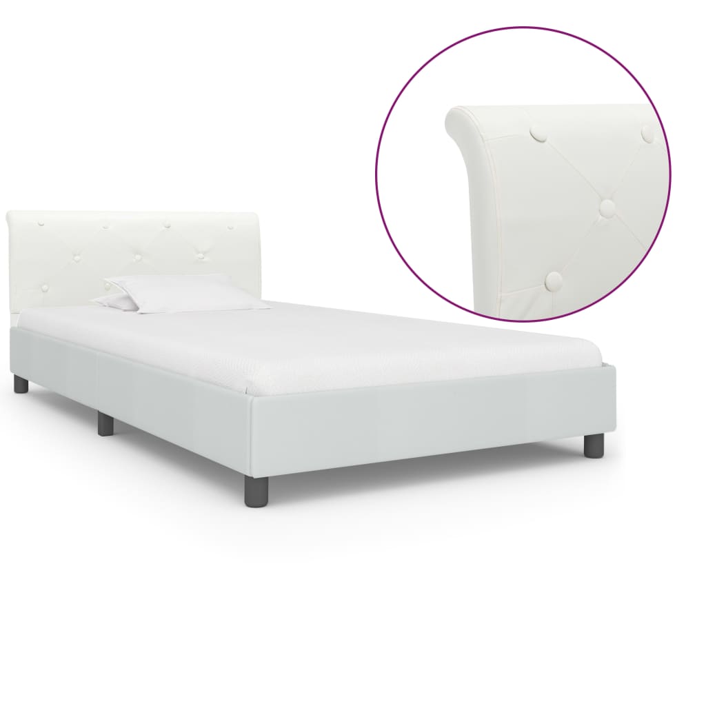 vidaXL Cadru de pat, alb, 90 x 200 cm, piele ecologică vidaXL