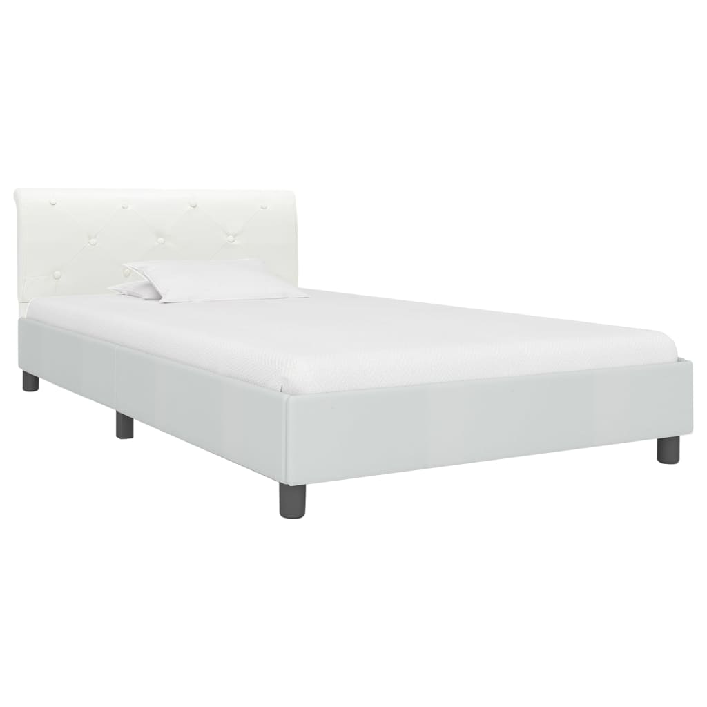 vidaXL Estrutura de cama 90x200 cm couro artificial branco