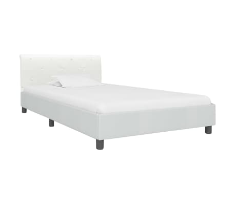 vidaXL Estrutura de cama 90x200 cm couro artificial branco