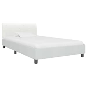 Rám postele bílý umělá kůže 90 x 200 cm - obrázek 2