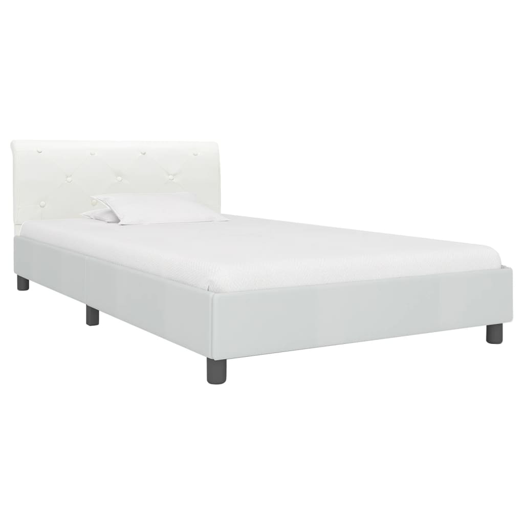 vidaXL Estrutura de cama 100x200 cm couro artificial branco