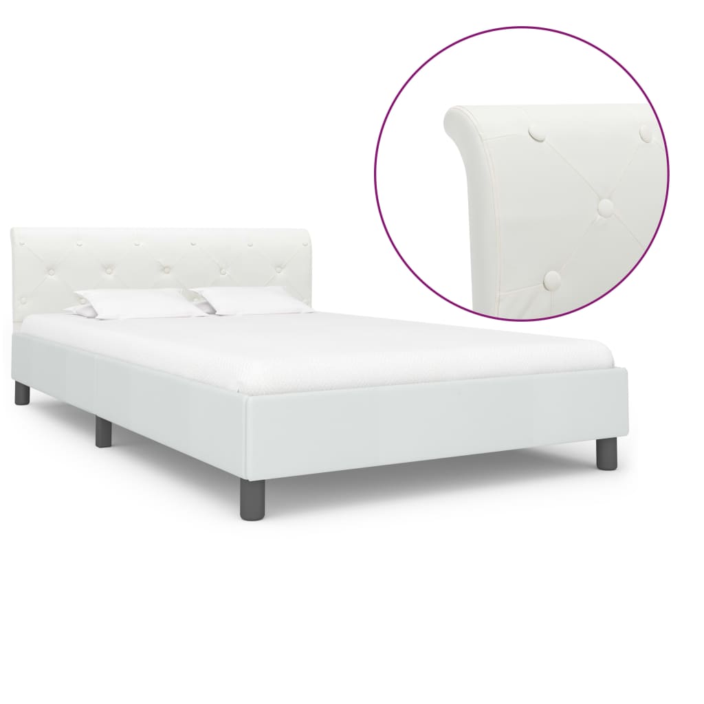 vidaXL Cadru de pat, alb, 120 x 200 cm, piele ecologică vidaXL