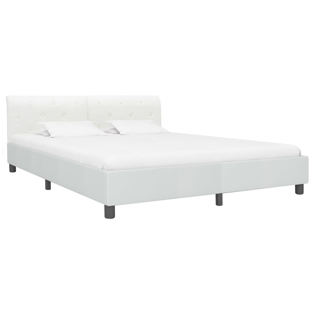 vidaXL Estrutura de cama 180x200 cm couro artificial branco