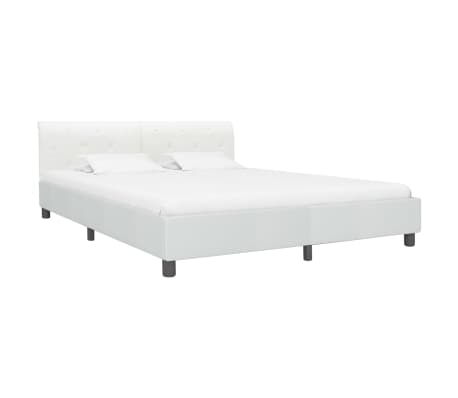 vidaXL Cadru de pat, alb, 180 x 200 cm, piele ecologică