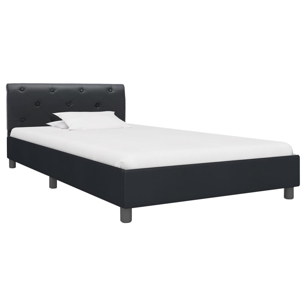vidaXL Cadru de pat, negru, 90 x 200 cm, piele ecologică