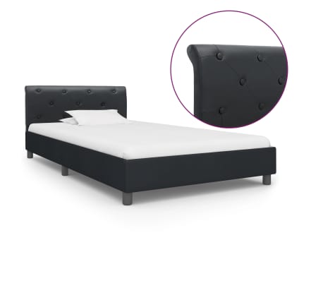 vidaXL Polsterbett Schwarz 100x200cm Kunstleder Bett Einzelbett