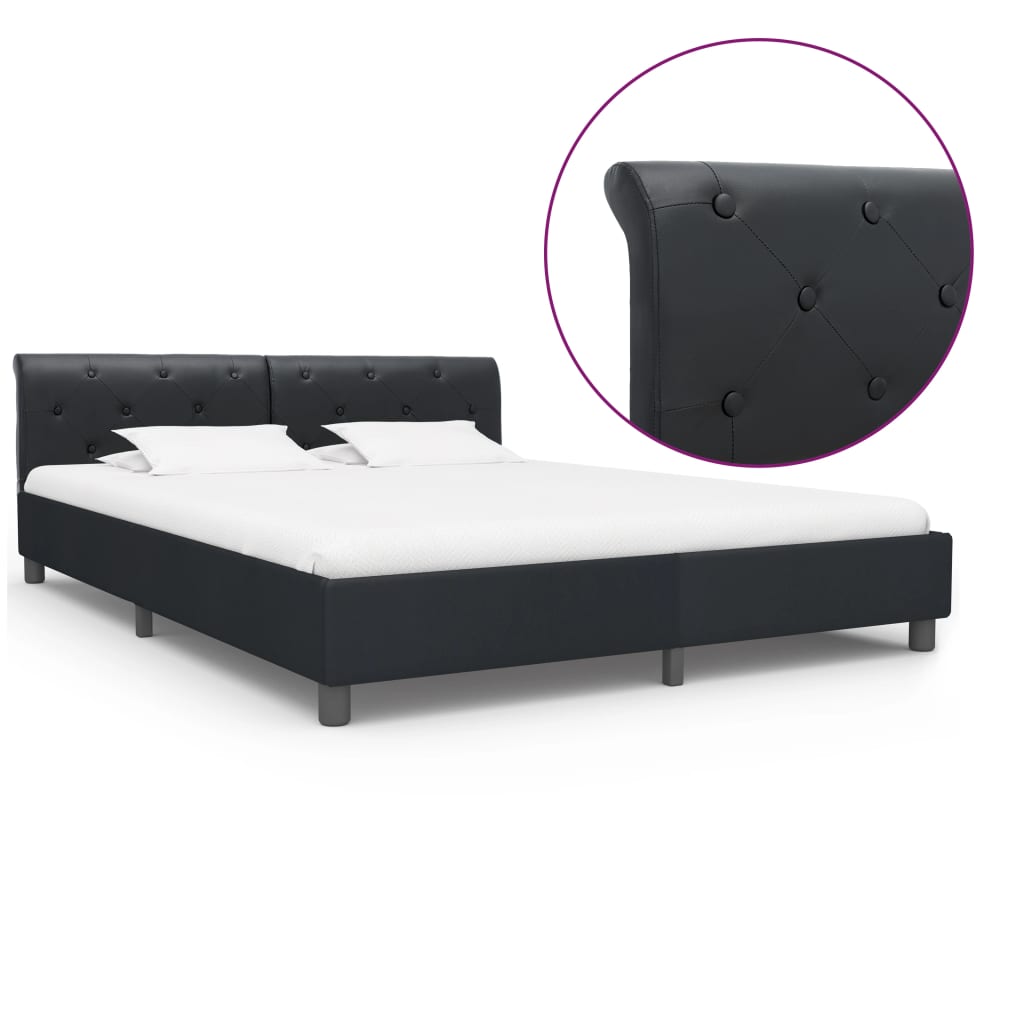 vidaXL Cadru de pat, negru, 160 x 200 cm, piele ecologică vidaXL
