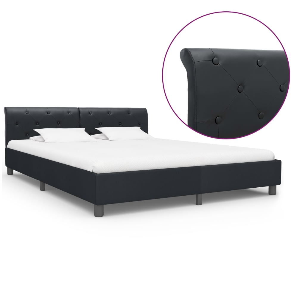 vidaXL Cadru de pat, negru, 180 x 200 cm, piele ecologică vidaXL