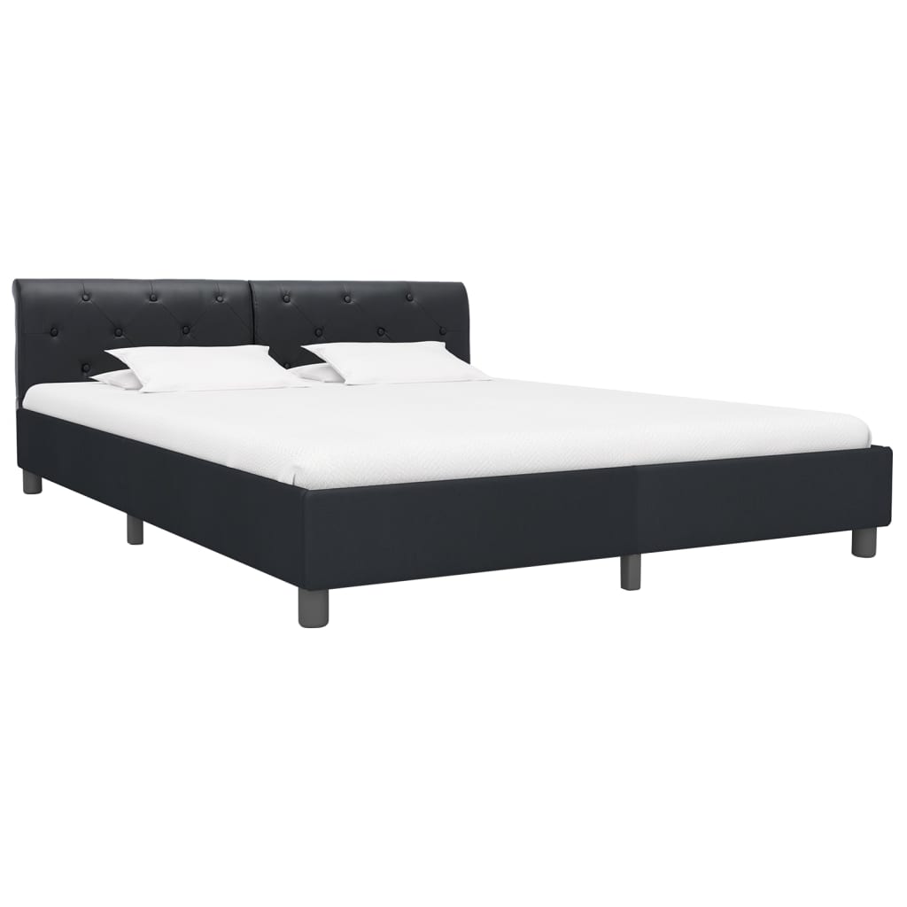 vidaXL Estrutura de cama 180x200 cm couro artificial preto