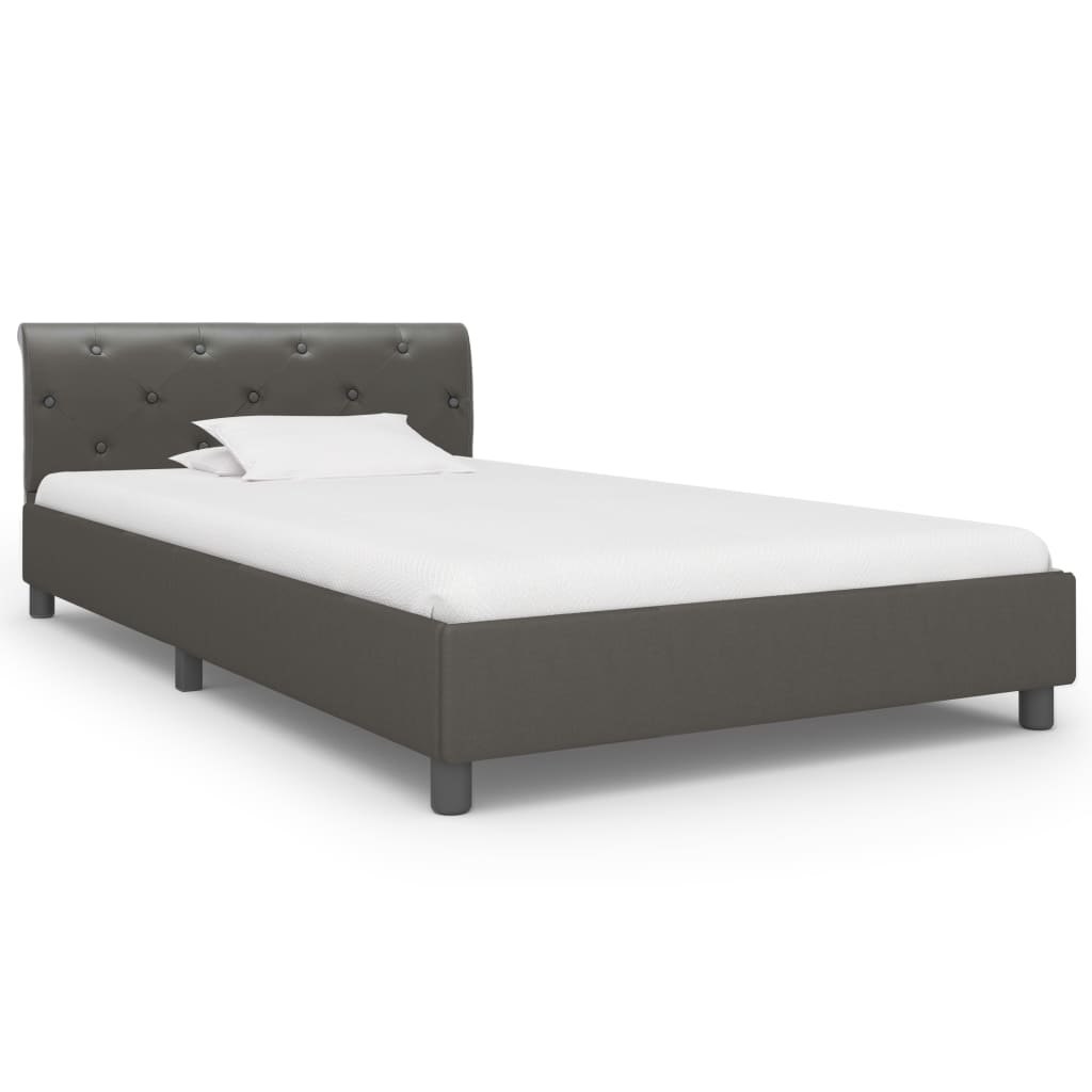 vidaXL Cadru de pat, gri, 90 x 200 cm, piele ecologică