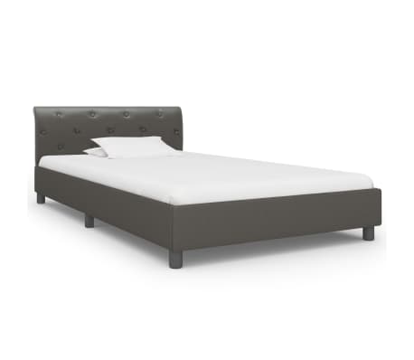 vidaXL Cadru de pat, gri, 90 x 200 cm, piele ecologică