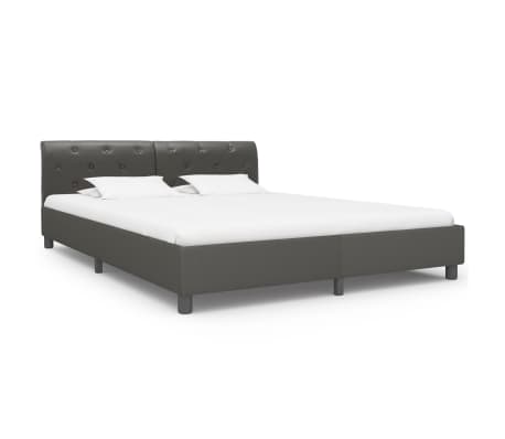 vidaXL Cadru de pat, gri, 160 x 200 cm, piele ecologică