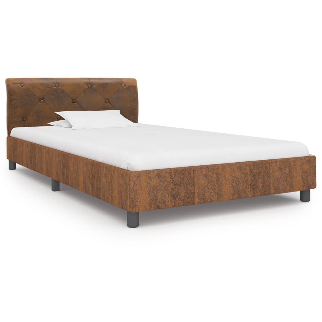 vidaXL Bedframe kunstsuède bruin 100x200 cm afbeelding