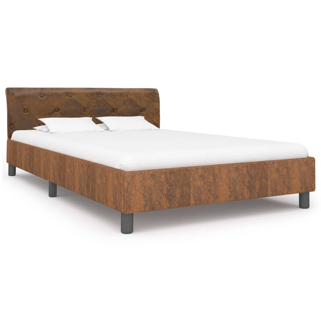 vidaXL Bedframe kunstsuède bruin 120x200 cm afbeelding
