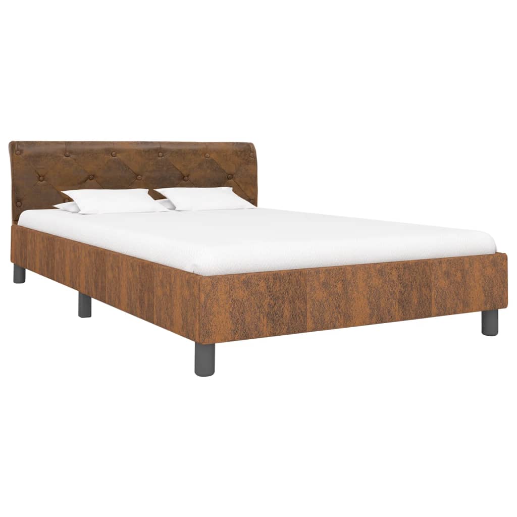 vidaXL Bedframe kunstsuède bruin 140x200 cm