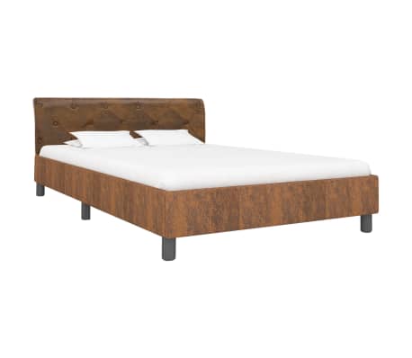 vidaXL Bedframe kunstsuède bruin 140x200 cm