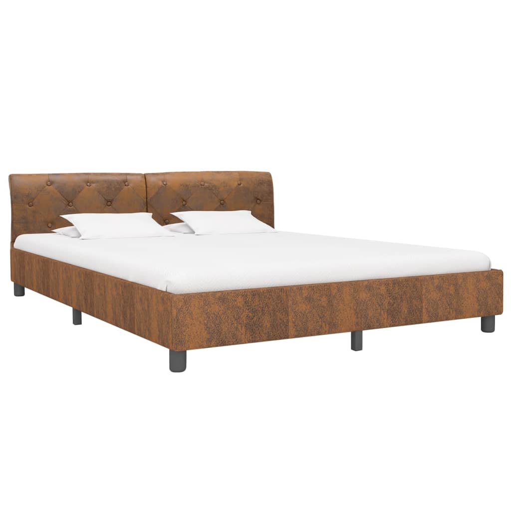 vidaXL Bedframe kunstsuède bruin 180x200 cm afbeelding