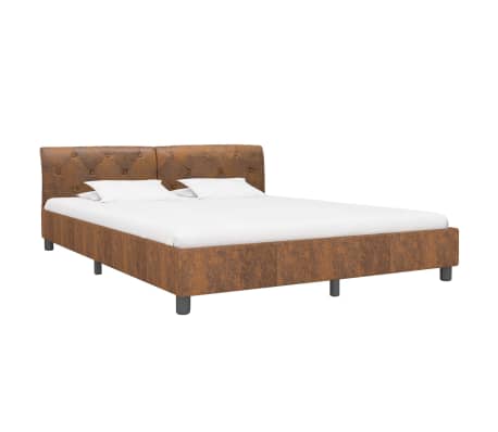 vidaXL Bed Frame Brown Faux Suede Leather 180x200 cm Super King