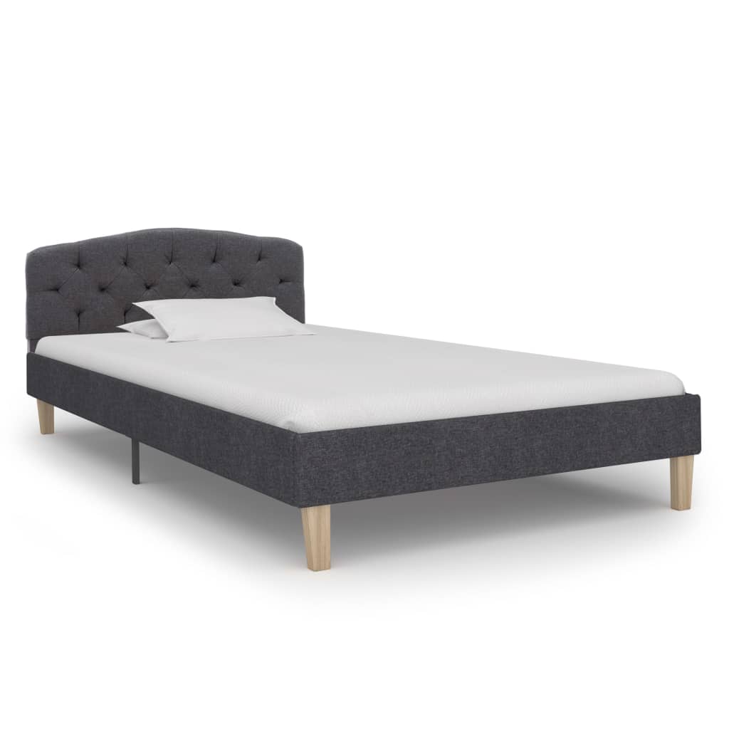 vidaXL Рамка за легло, тъмносива, текстил, 100x200 см