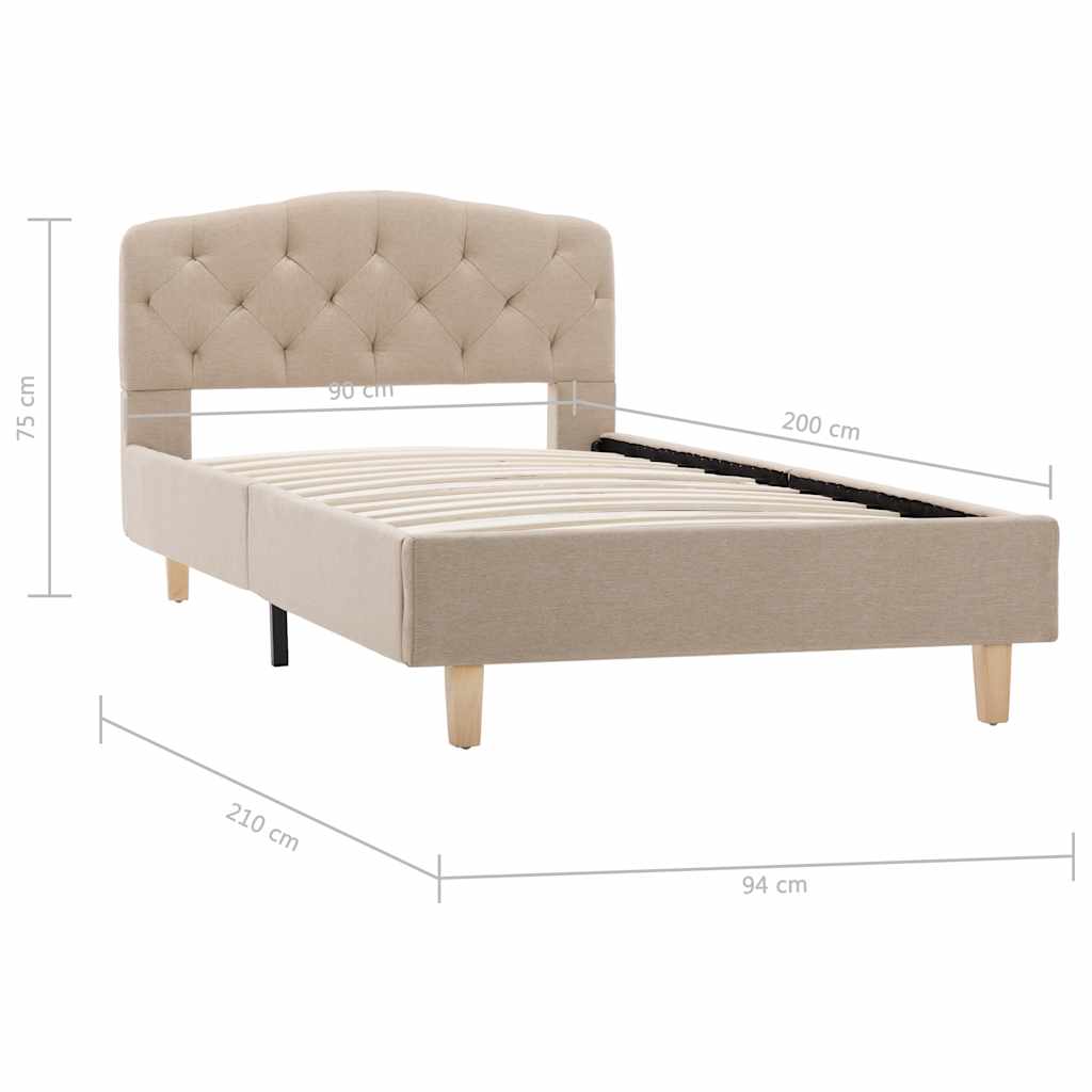 Rám postele béžový textil 90 x 200 cm - obrázek 8