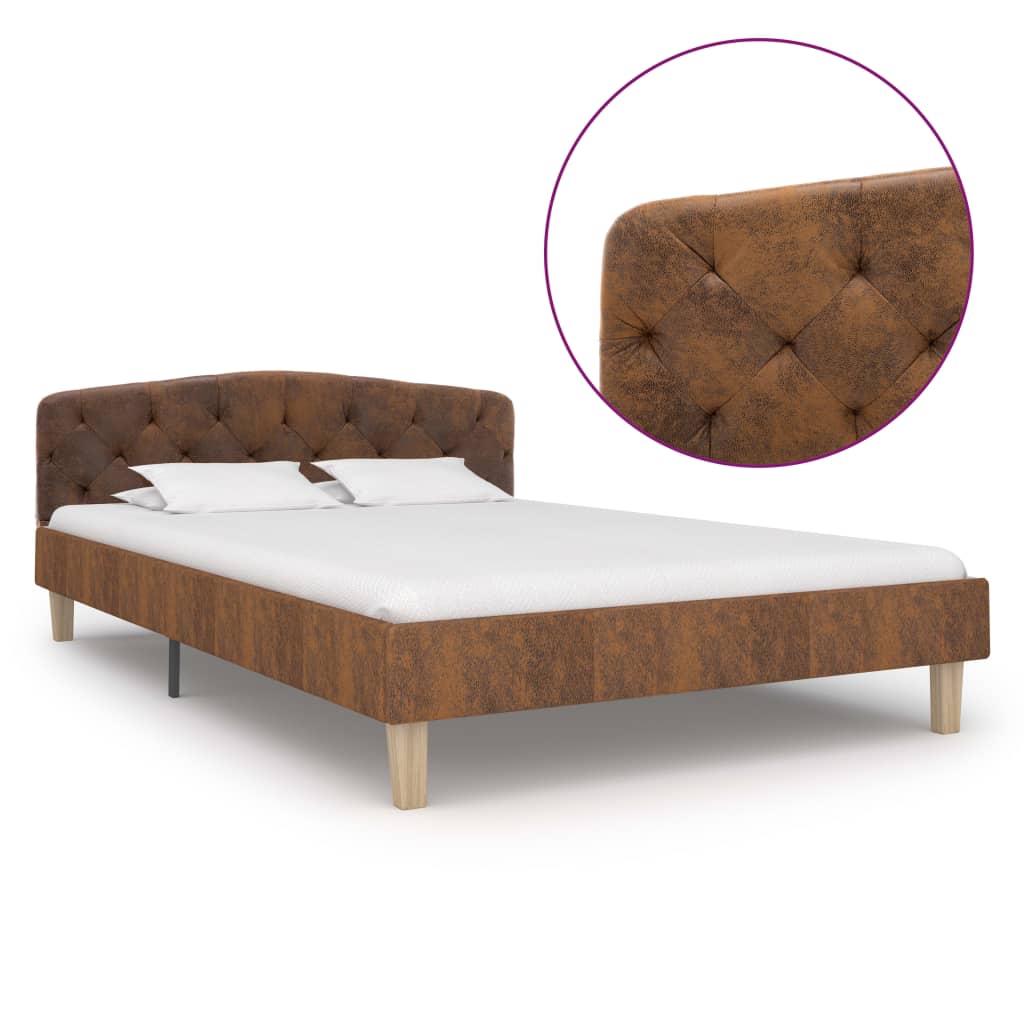vidaXL Cadru de pat, maro, 120×200 cm, piele întoarsă ecologică de la vidaxl imagine noua