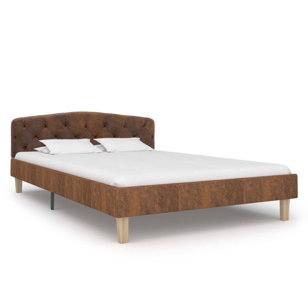 vidaXL Cadru de pat, maro, 120x200 cm, piele întoarsă ecologică