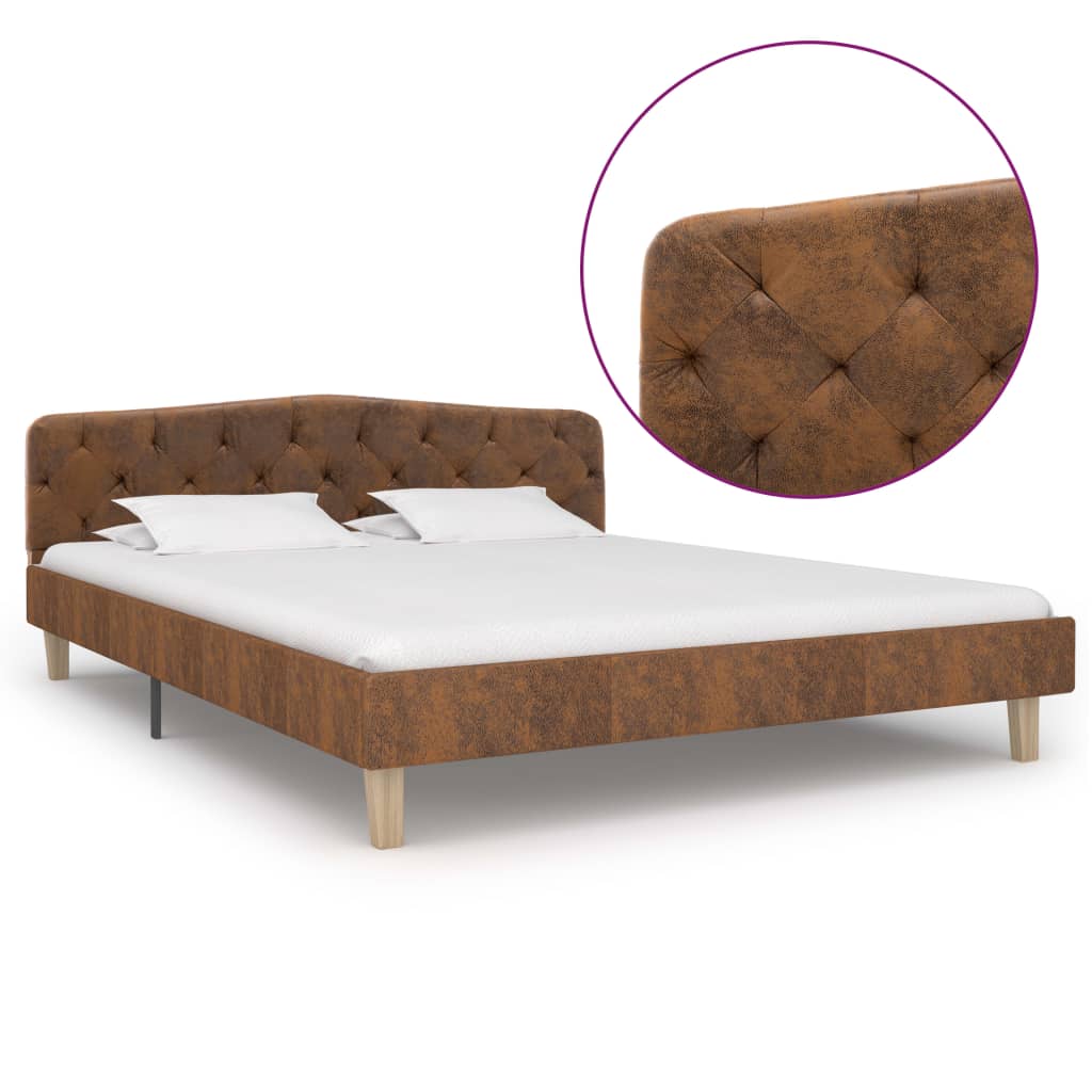 vidaXL Cadru de pat, maro, 140×200 cm, piele întoarsă ecologică vidaXL