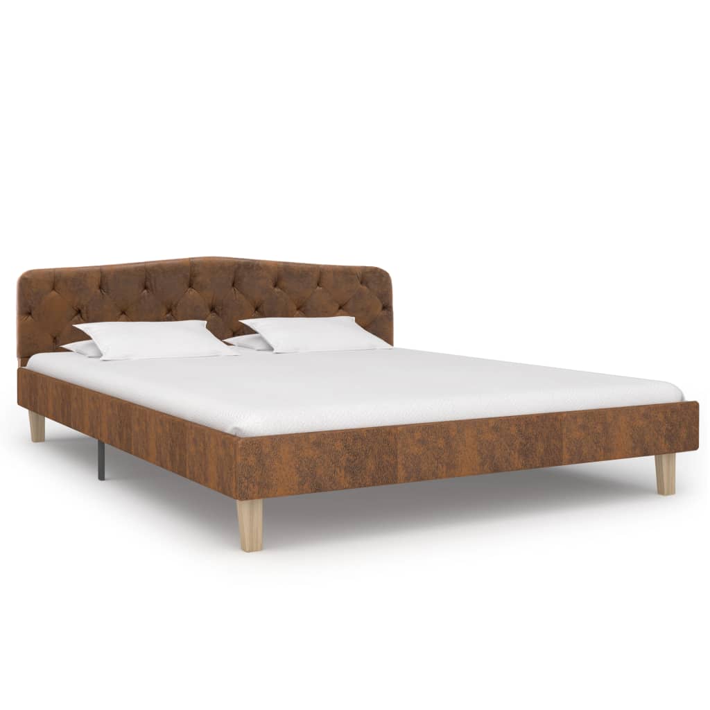 

vidaXL Bedframe kunstsuède bruin 140x200 cm
