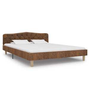 vidaXL Lovos rėmas, rudas, 160x200cm, dirbtinė versta oda