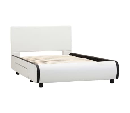 vidaXL Cadre de lit avec tiroirs Blanc Similicuir 100 x 200 cm