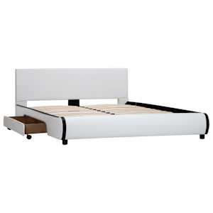 Rám postele se zásuvkami bílý umělá kůže 140 x 200 cm - obrázek 3