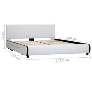 Rám postele se zásuvkami bílý umělá kůže 140 x 200 cm - obrázek 9