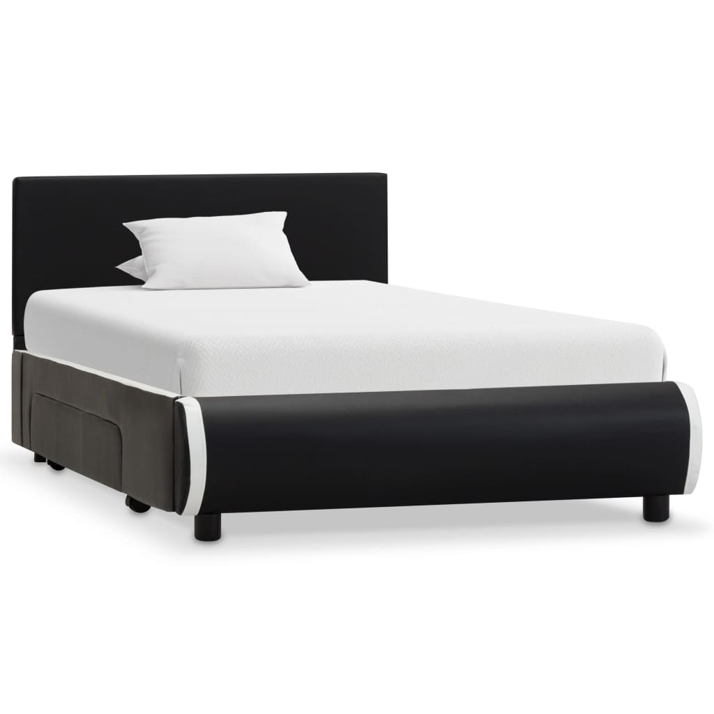 vidaXL Cadre de lit avec tiroirs Noir Similicuir 100 x 200 cm