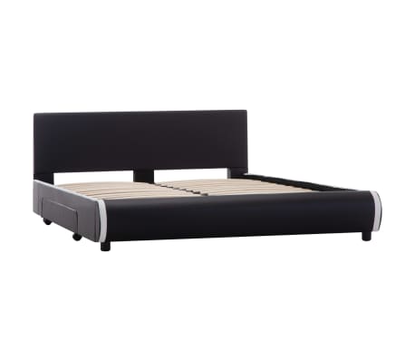 vidaXL Estructura de cama con cajones piel sintética negra 140x200 cm
