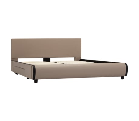 vidaXL Cadru pat cu sertare, cappuccino, 140x200cm, piele artificială