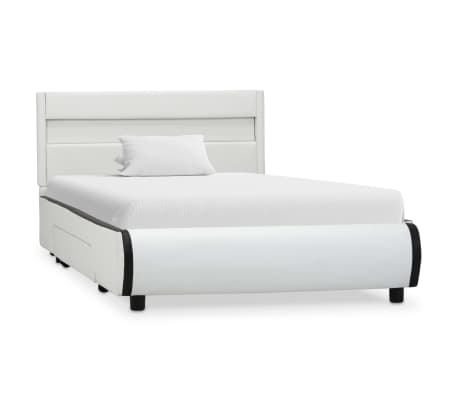 vidaXL sengestel med LED 90 x 200 cm kunstlæder hvid