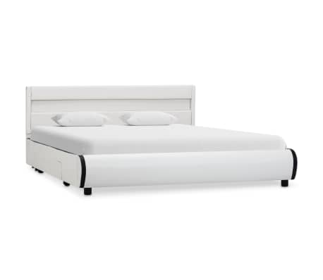 vidaXL Estructura de cama con LED cuero sintético blanco 160x200 cm