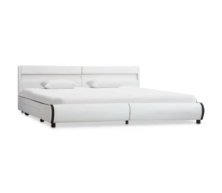 vidaXL sengestel med LED 180x200 cm kunstlæder hvid