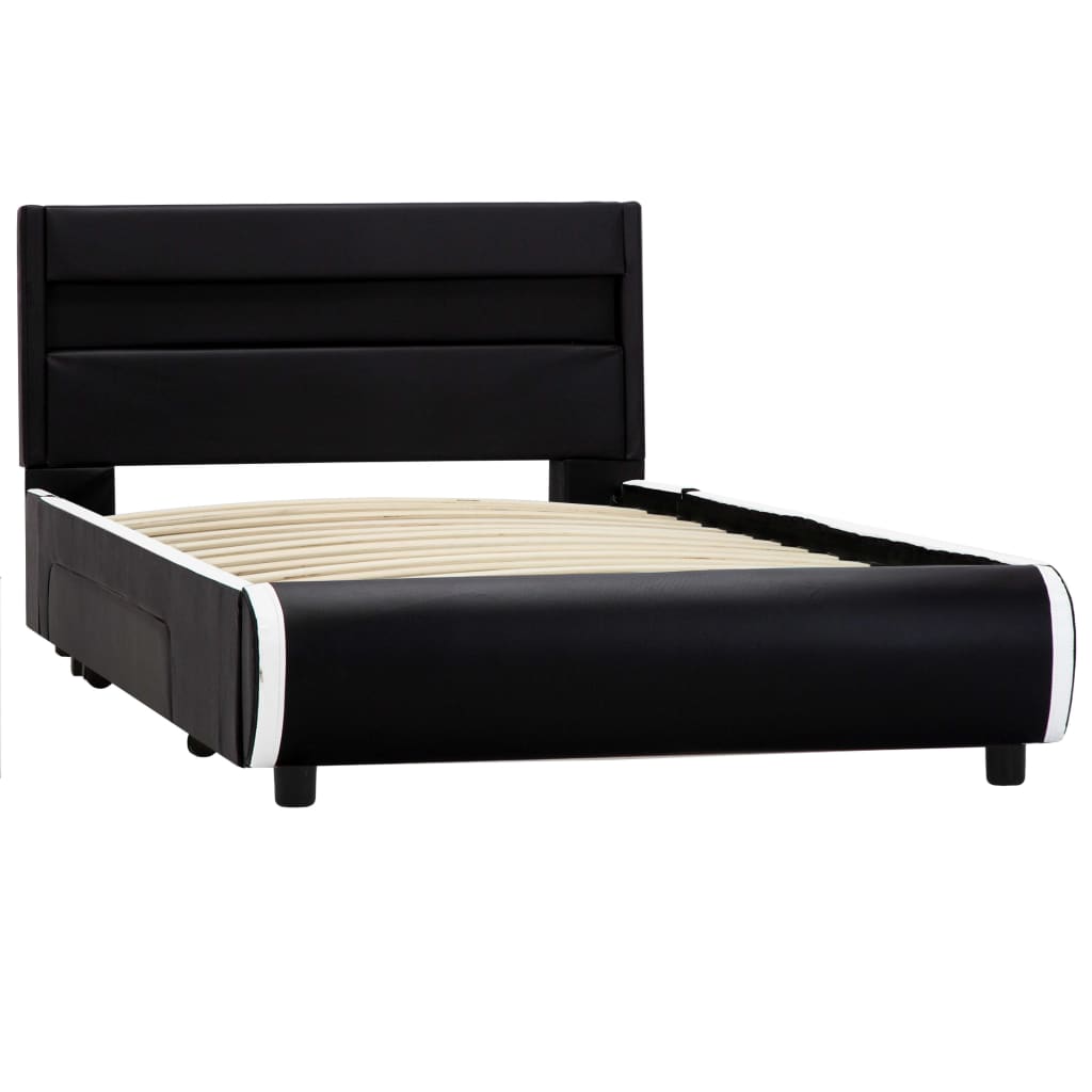 vidaXL Bedframe met LED kunstleer zwart 90x200 cm afbeelding
