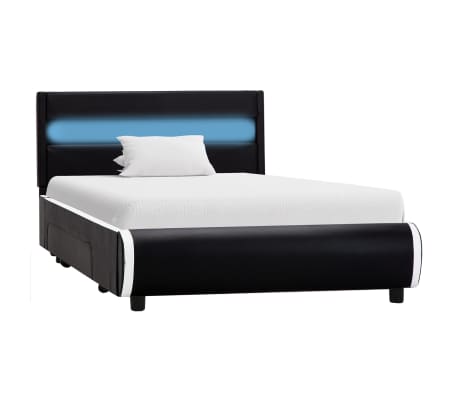 vidaXL Bedframe met LED kunstleer zwart 90x200 cm